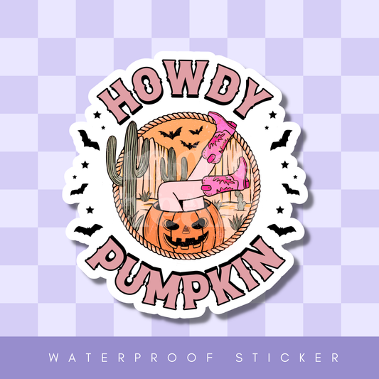 Howdy Pumpkin Cowgirl Halloween Sticker