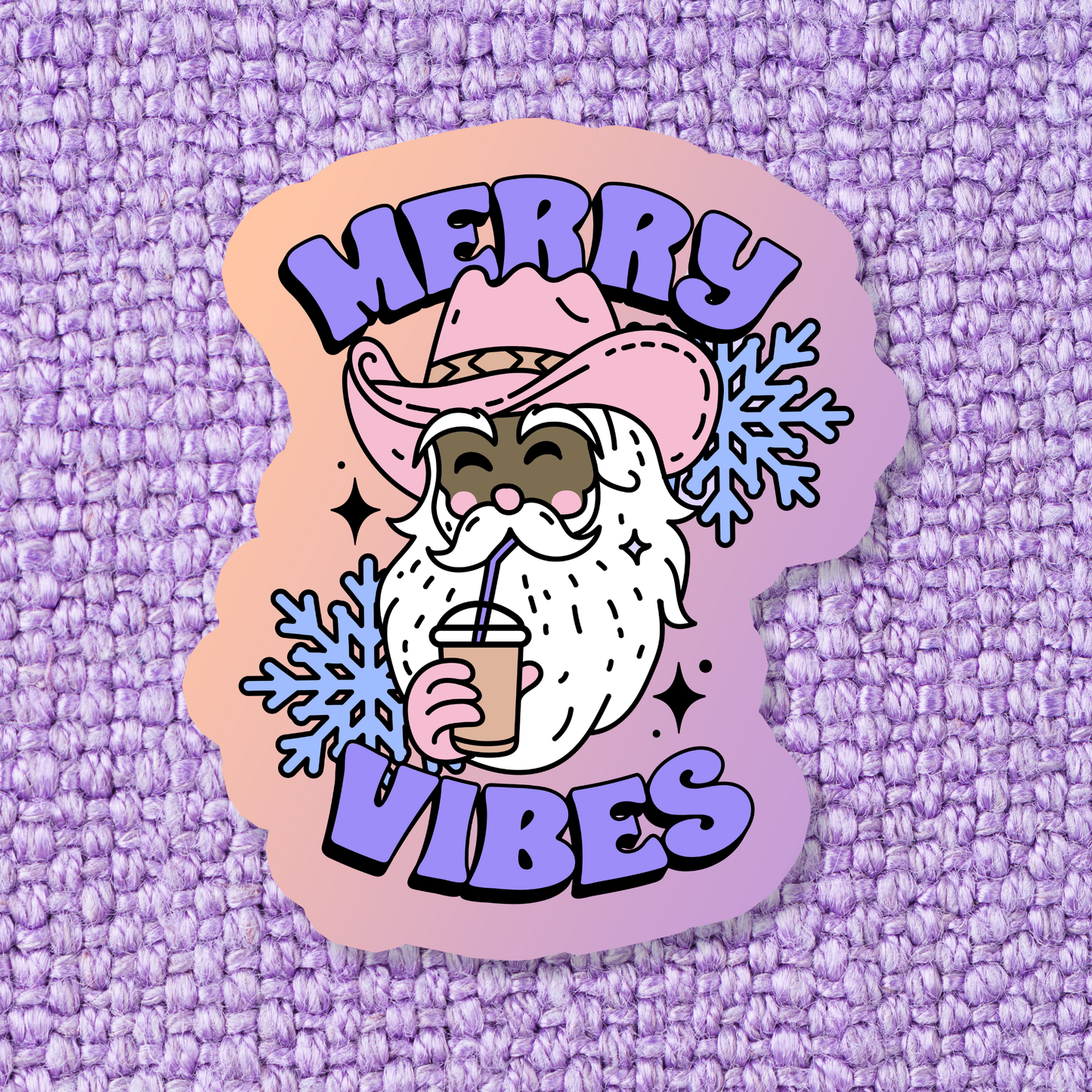 'Merry vibes Santa' Waterproof Vinyl Sticker