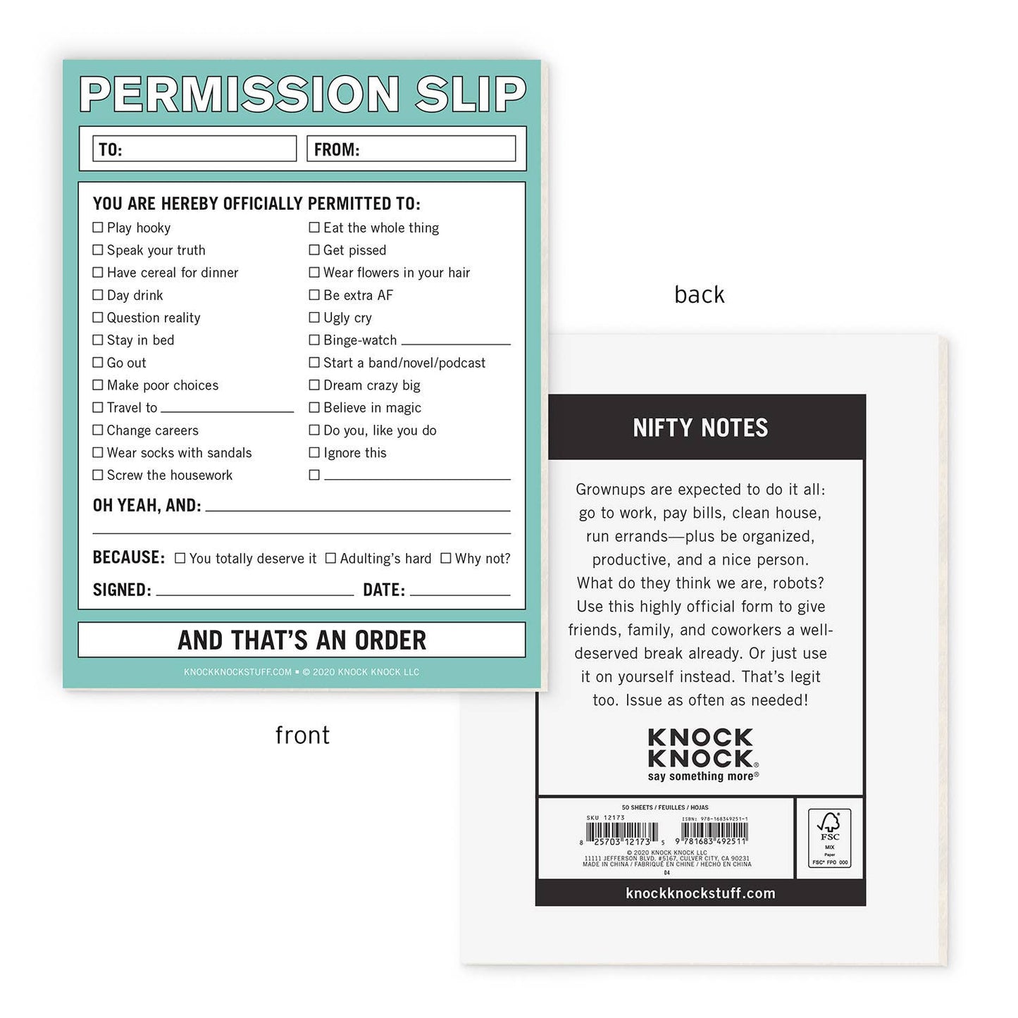 Permission Slip Nifty Note Pad