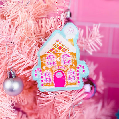 Gingerbread Library Christmas Ornament