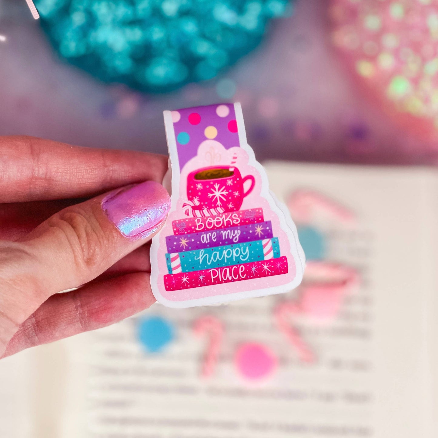 Books are my Happy Place Christmas Magnetic Bookmark