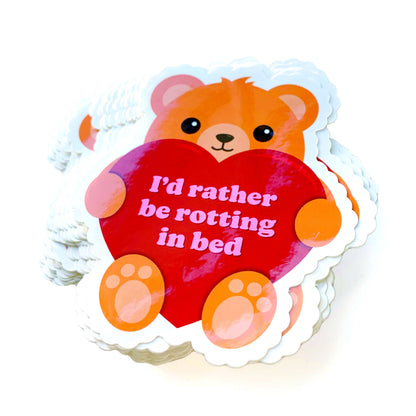 Rotting In Bed Teddy Bear Vinyl Sticker