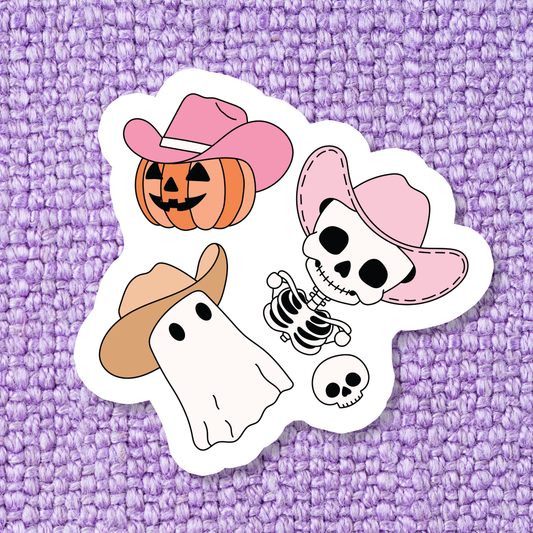 'Cowboy Halloween' Waterproof Vinyl Sticker