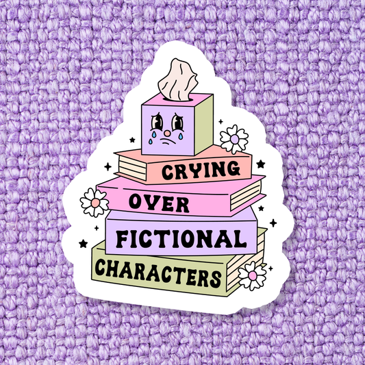 'Crying Over Fictional Characters' Waterproof Vinyl Sticker