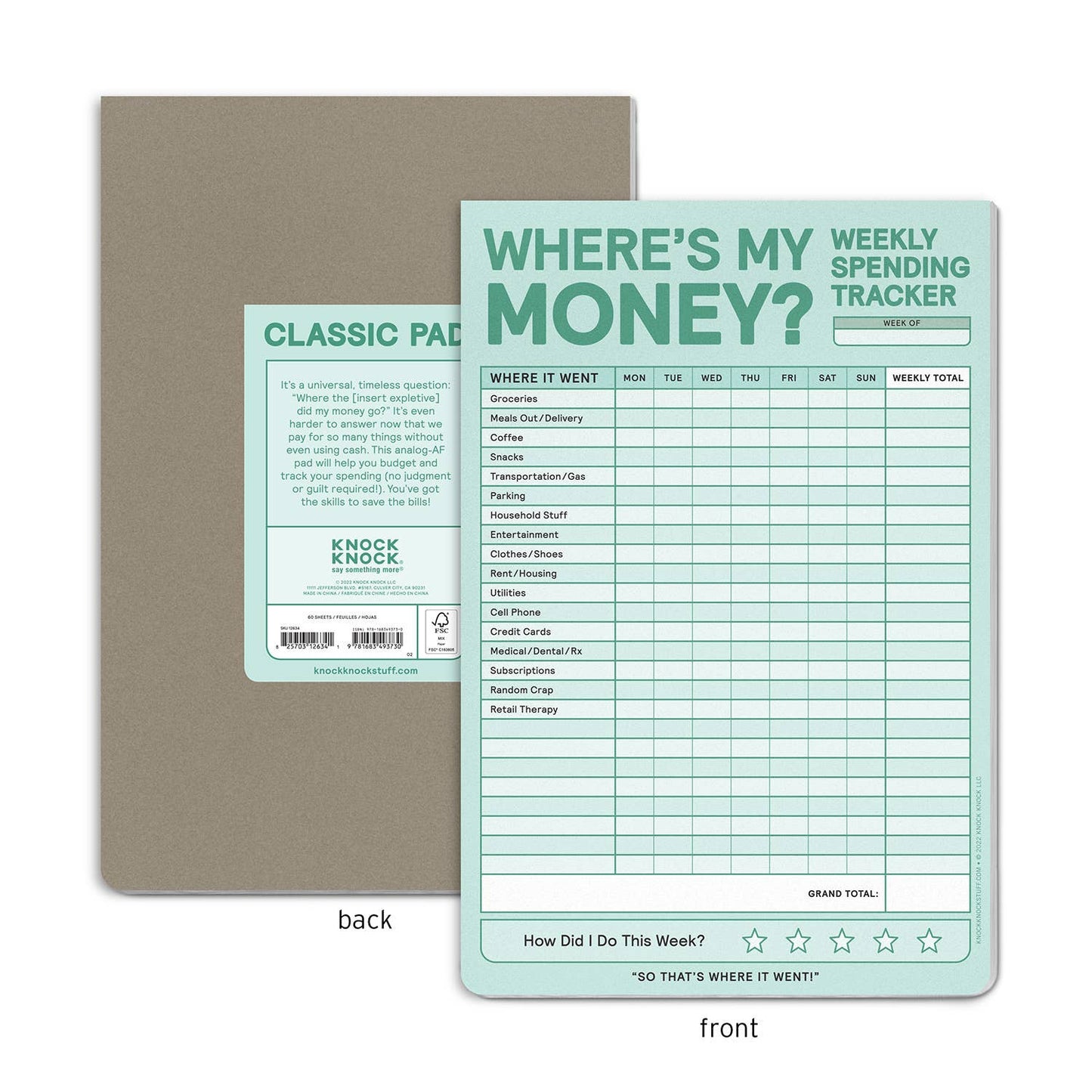 Weekly Money Tracker Pad