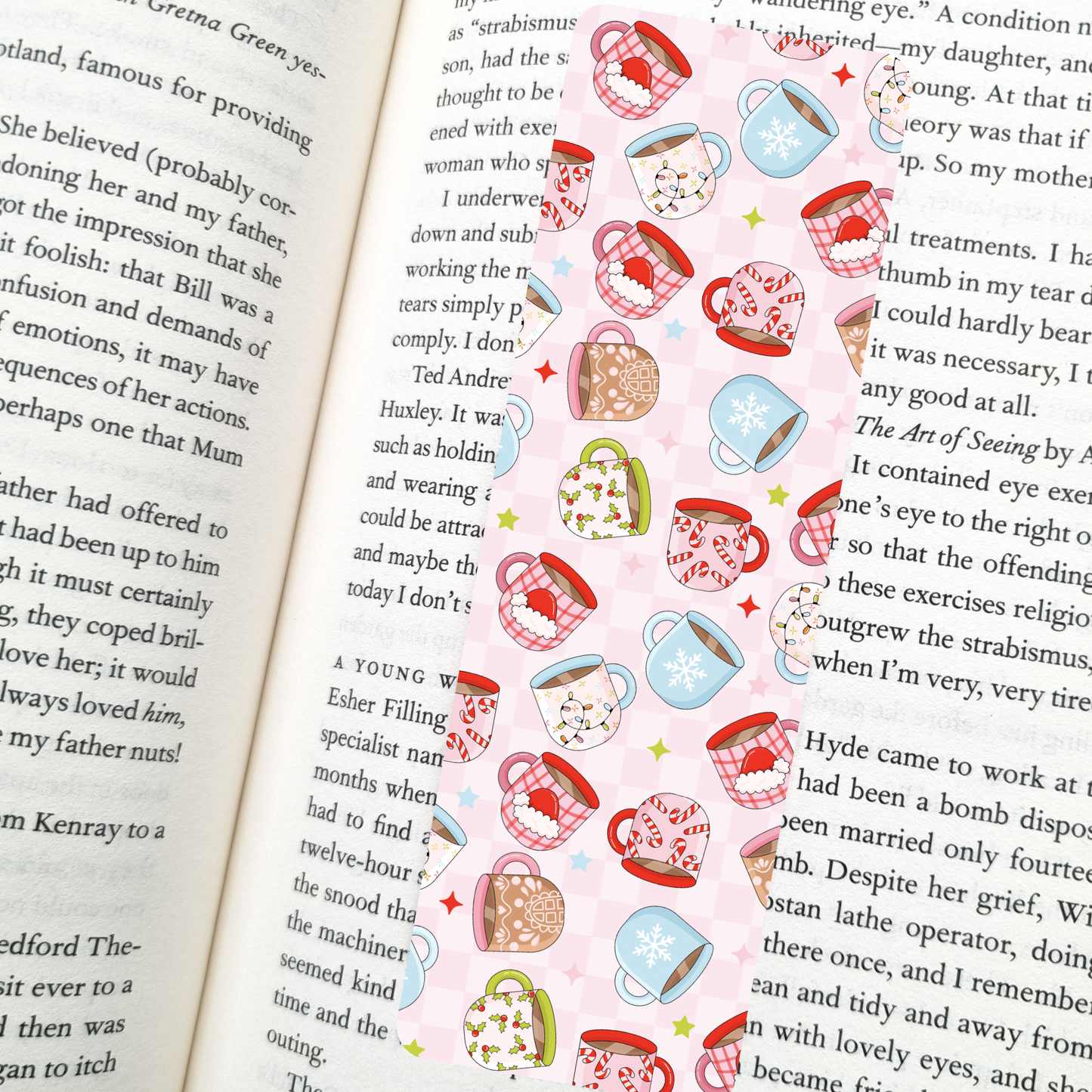 Hot Cocoa Mugs Bookmark | Soft Matte Laminated 