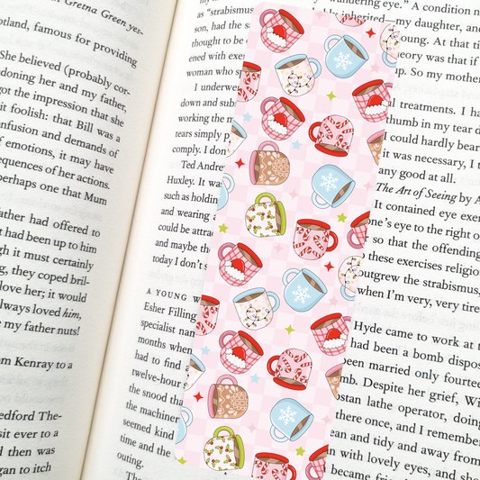 Hot Cocoa Mugs Bookmark | Soft Matte Laminated 