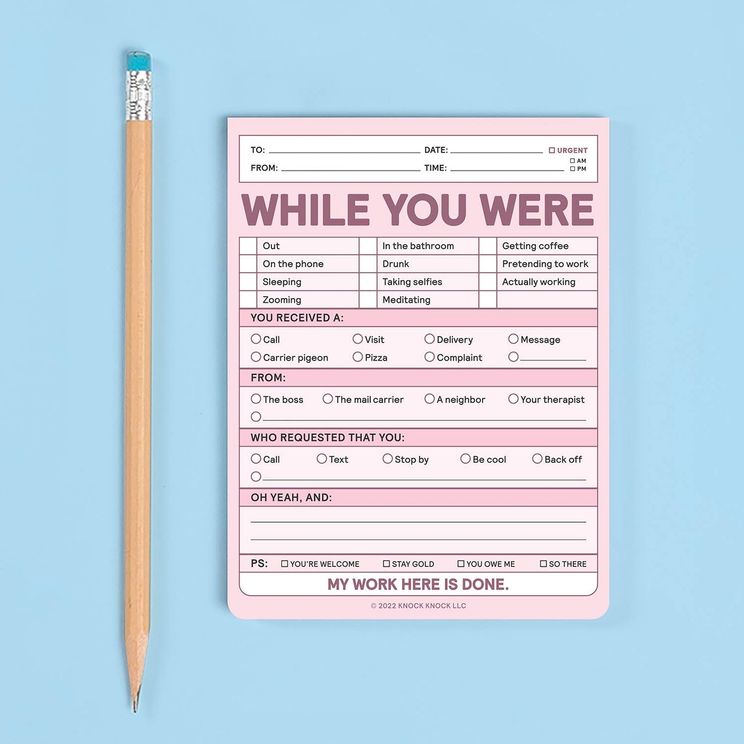 While You Were Nifty Note Pad (Pastel Version)