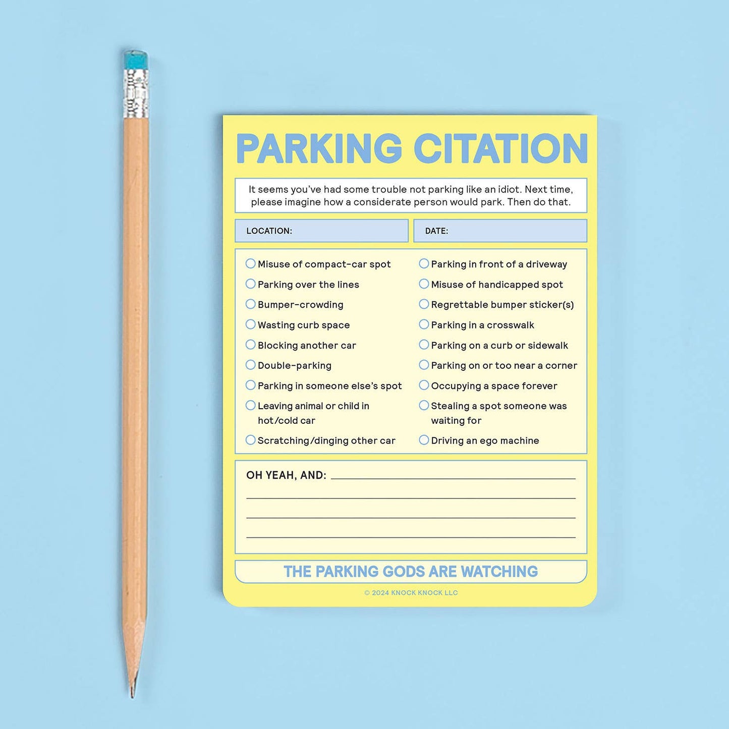 Parking Citation Nifty Note Pad (Pastel Version)