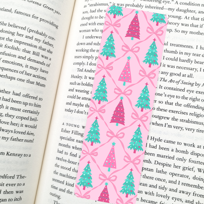 Coquette Holiday Trees Bookmark | Soft Matte Laminated 