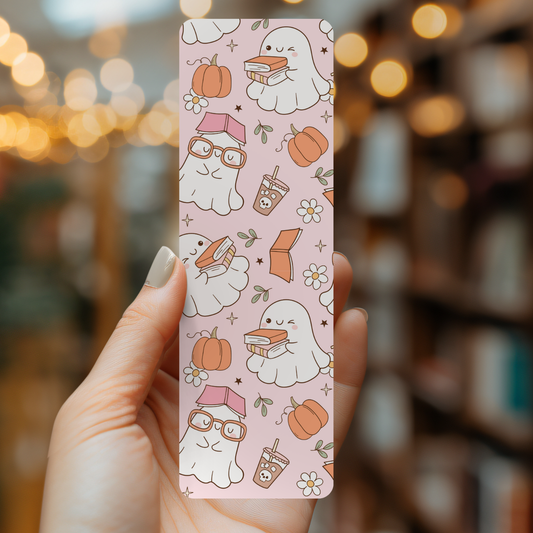 Bookish Ghost Halloween Laminated Bookmark 